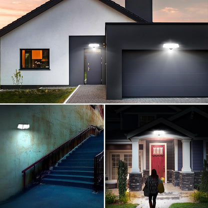 Lepro Solar Security Lights Outdoor Motion Sensor, 1200LM Solar Flood Lights with Separate Solar Panel, IP65 Waterproof, Adjustable 3Heads, Solar Pir Wall Lights for Yard Garage Pathway