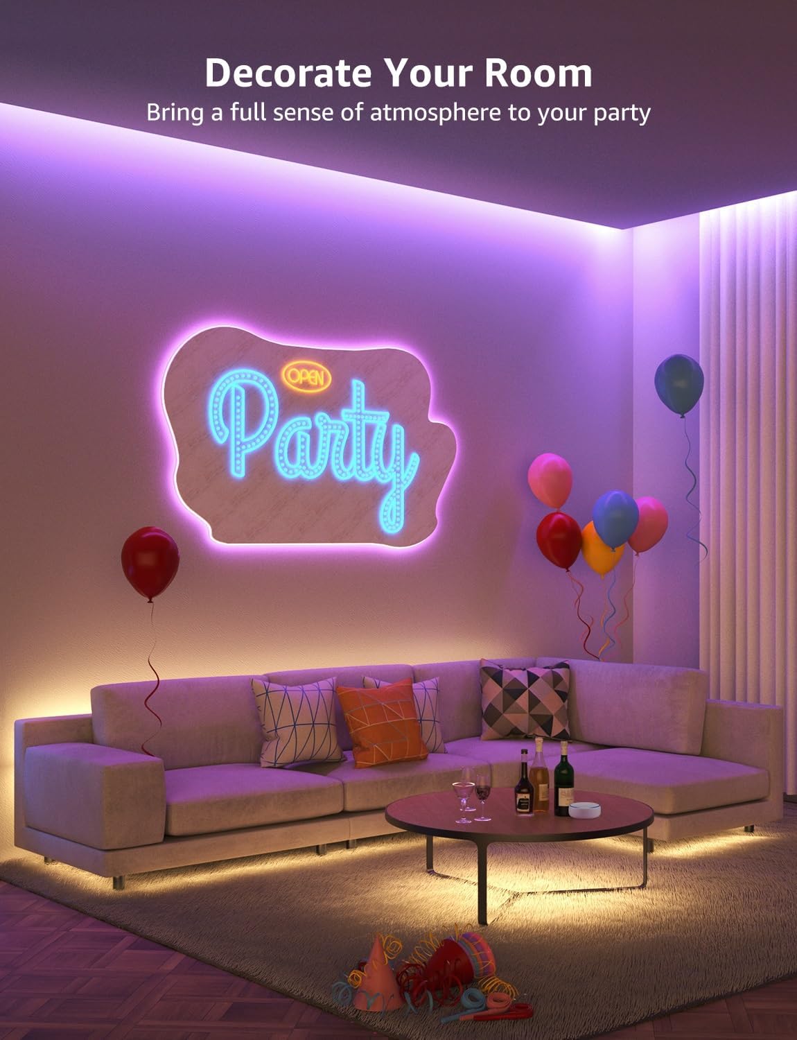 Lepro Alexa Smart LED Strip Light 5M, WiFi RGB LED Lights for Bedroom, Smart Life App Control, Works with Alexa & Google Assistant, Colour Changing Strip Lights for Kitchen Party Christmas