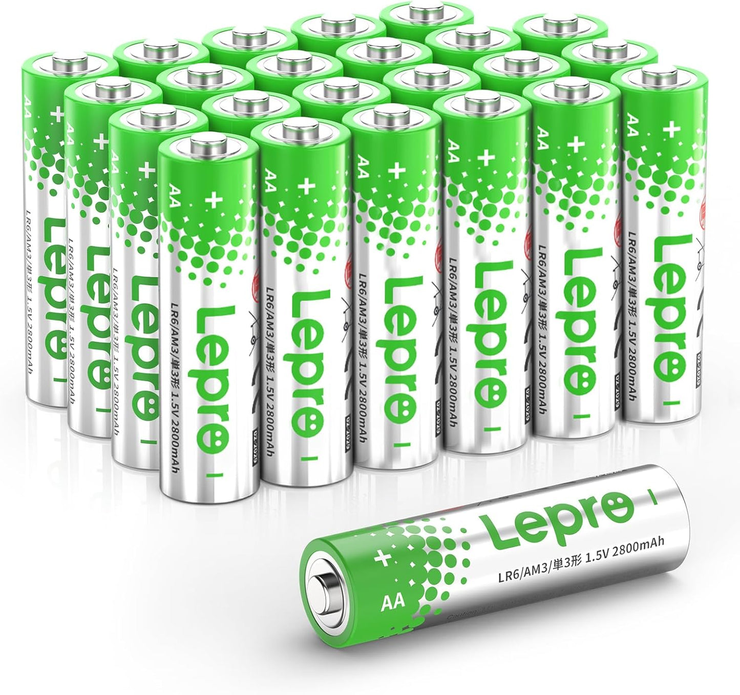 Lepro AA Batteries 24 Pack, 1.5 Volt Alkaline Double AA Battery with High Capacity, Anti-Leakage, Long Lasting Power, 2800mAh LR06 MN1500 Batteries AA for Clocks Remotes Mouse Torch