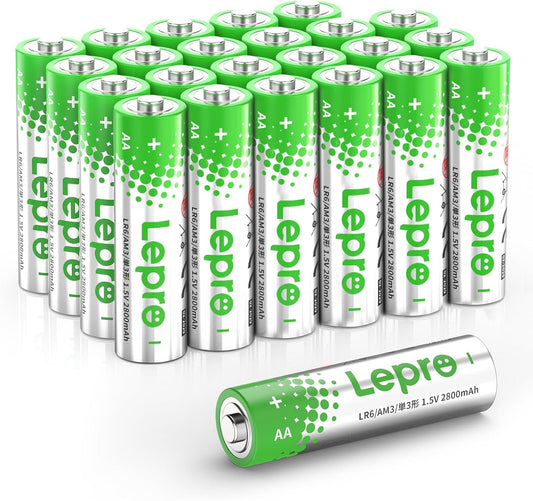 Lepro AA Batteries 24 Pack, 1.5 Volt Alkaline Double AA Battery with High Capacity, Anti-Leakage, Long Lasting Power, 2800mAh LR06 MN1500 Batteries AA for Clocks Remotes Mouse Torch