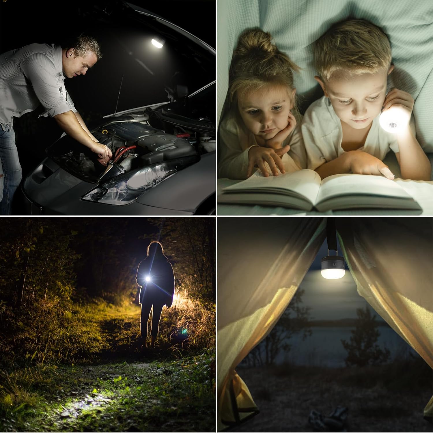 LE Rechargeable Camping Light, Tent Light for Camping Hanging, Dimmable 5 Modes, Magnetic Camp Lantern for Tents, Portable Small Camp Accessories, Emergency Lighting for Power Cuts, USB C Cable