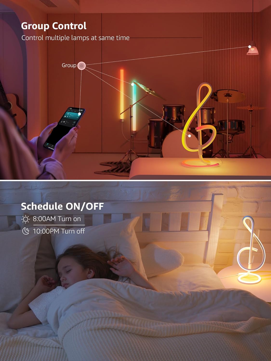 Lepro TB2 AI Table Lamp, Smart LED Lamp with Music Sync, AI Lighting Design Assistant, Colour Changing Smart Table Lamp, Voice Cotrol, Works with Alexa & Google Assistant, Bluetooth & 2.4GHz WiFi