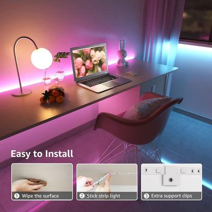 Lepro LED Strip Lights 15M (2x7.5M), RGB Colour Changing LED Strip with 44-Key Remote and 12V Power Plug, Stick-on LED Lights for Bedroom Home Decoration (450 Bright 5050 LED)