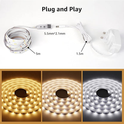 Lepro 5M LED Strip Lights, Warm White to Cool Daylight, Dimmable and Tunable with Remote, Stick-on LED Light for Bedroom, Desk, Mirror, Wall, Ceiling and More