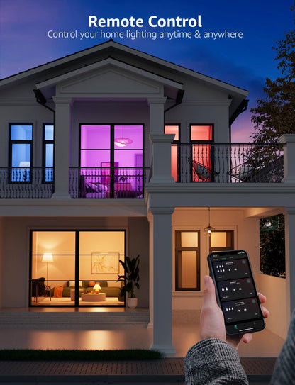 Lepro B1 AI Smart Bulb Bayonet, Music Sync B22 WiFi Bulbs, Voice Control, AI Lighting Design Assistant, Bluetooth Colour Changing Light Bulb,Work with Alexa & Google Assistant,RGBCCT Dimmable,4 Packs