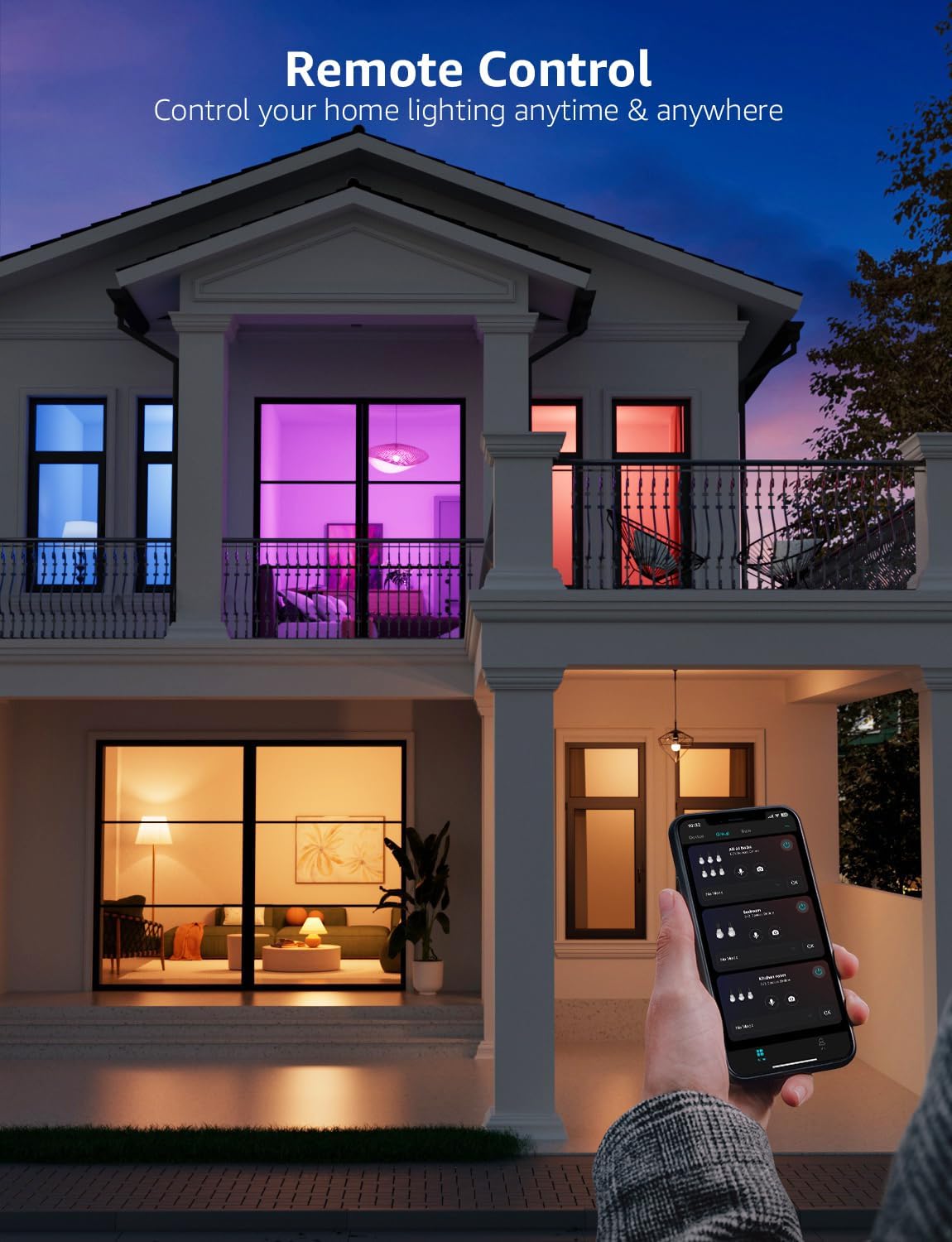 Lepro B1 AI Smart Bulb B22, Music Sync, Bayonet WiFi Bulb That Works with Alexa & Google Home, AI Lighting Design Assistant, APP & Voice Control, 806lm, Dimmable, Bluetooth Color Changing Light Bulb