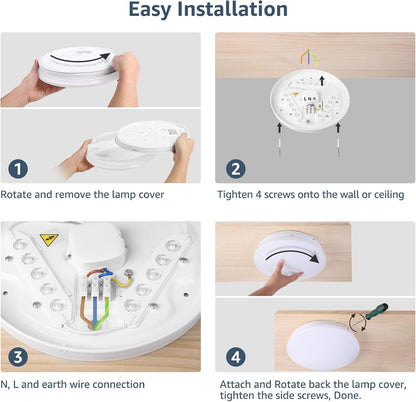 Lepro Ceiling Lights, 12W 1150 Lumen, 3000K Warm White, Flush Ceiling Lighting Fitting for Kitchen, Bedroom, Cloakroom, Porch, Hall, Lounge, Utility Room and More, φ26cm Round