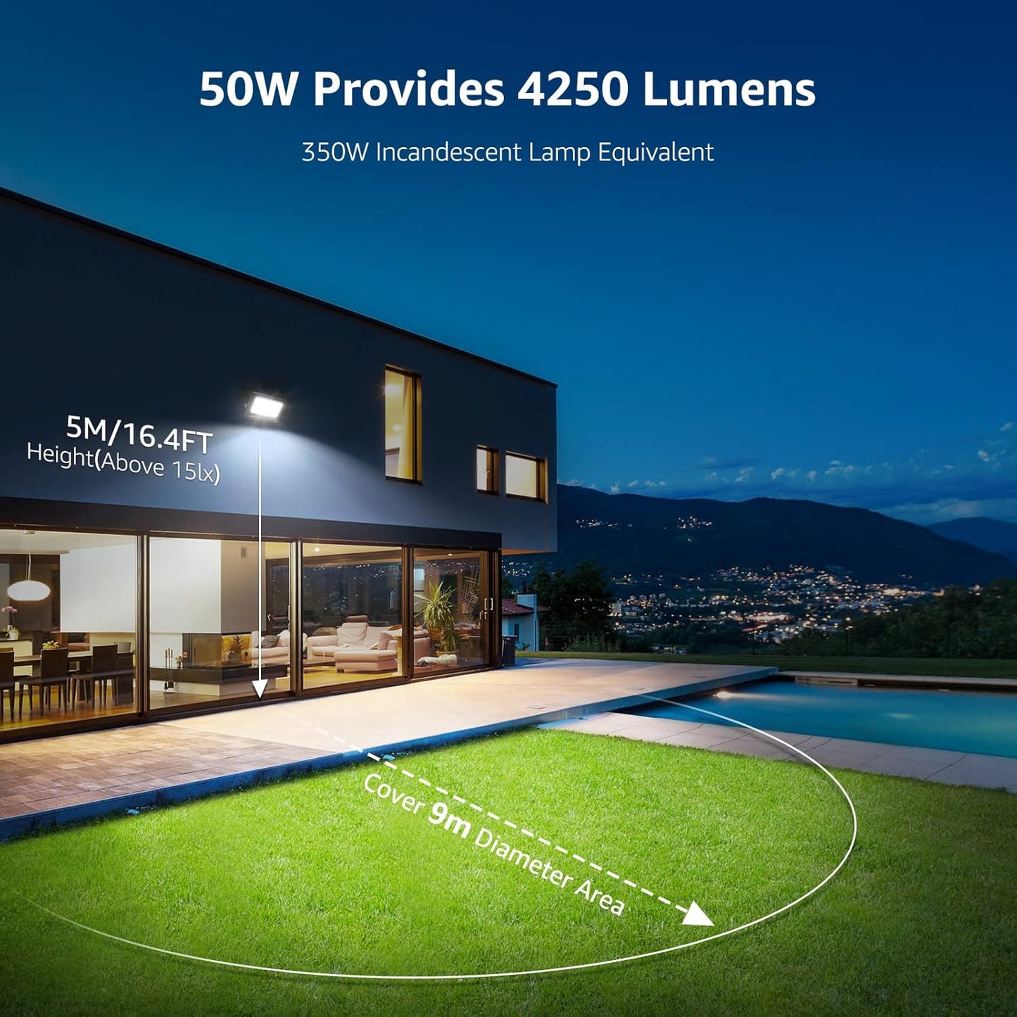 Lepro 50W Led Floodlight Outdoor, 4250lm LED Security Lights, 350W Incandescent Lamp Equivalent, Waterproof IP65, Daylight White Outdoor Lights for Warehouse, Playground, Backyard and More