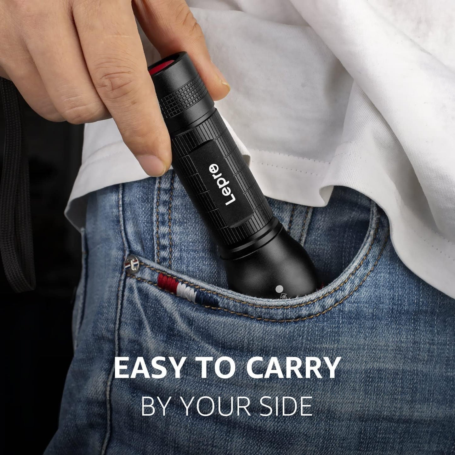 Lepro LED Torch, LE 2000 Super Bright Flashlight, Powered by AAA or 18650 Rechargeable Battery, Water Resistant, 5 Modes, Zoomable, Small Handheld Torch for Camping, Dog Walking, Running, Emergency