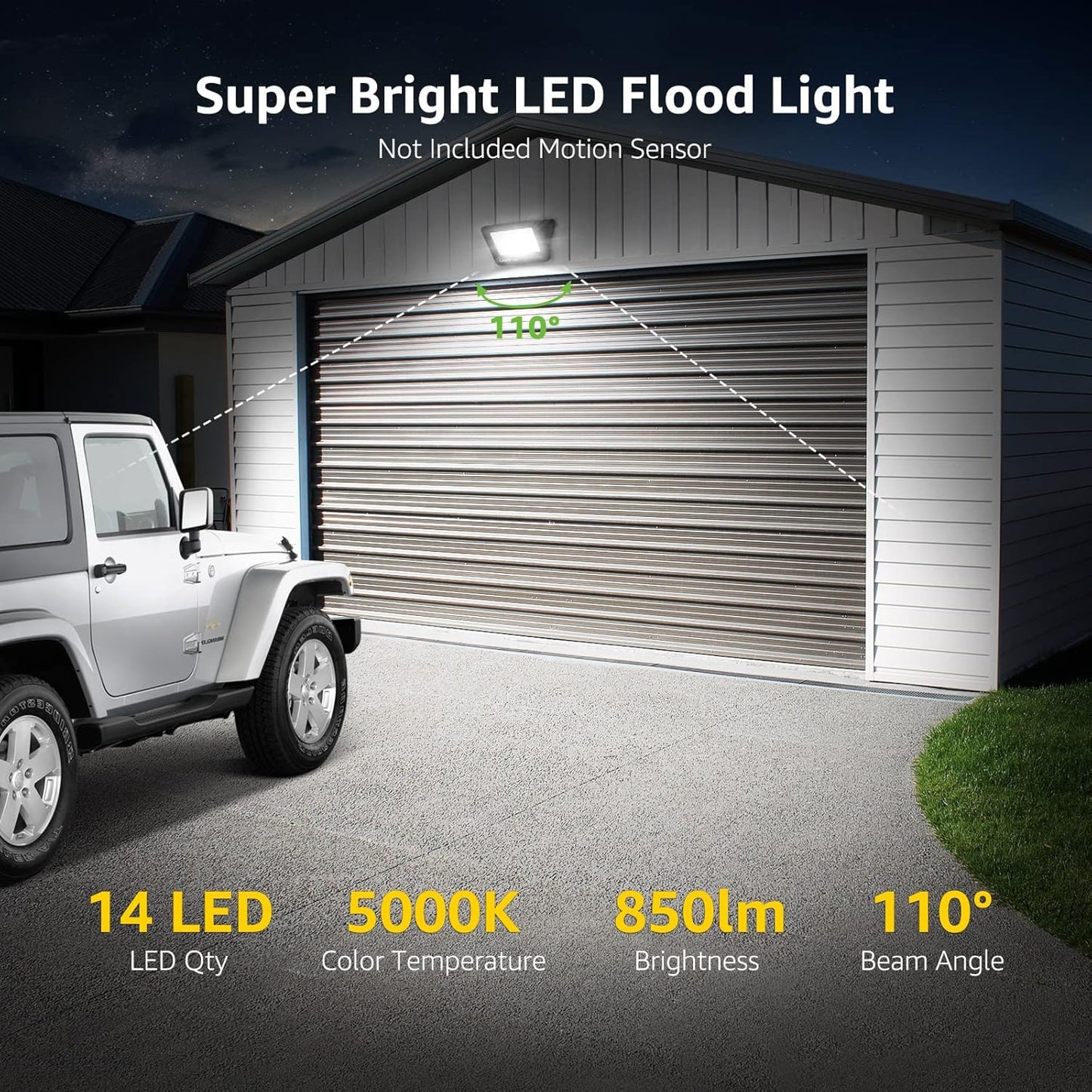 Lepro 10W LED Floodlight Outdoor, 850LM LED Security Lights, 70W Incandescent Lamp Equivalent, Waterproof IP65, Daylight White LED Outdoor Lights for Garden [Without Sensor]