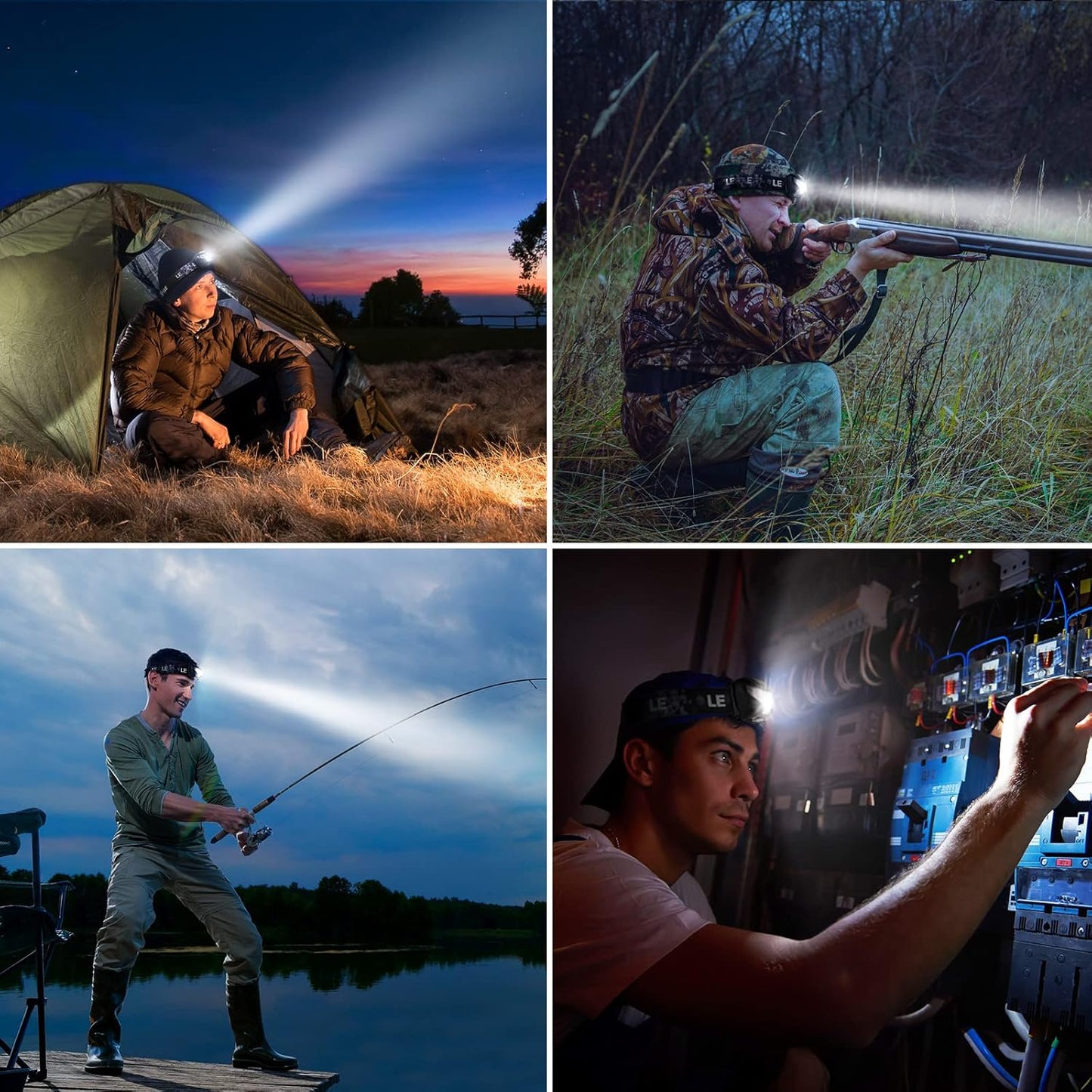 Lepro Head Torch Rechargeable, Super Bright LED Headlamp Waterproof with Red Warning Lights 5 Lighting Modes 30 Hours Runtime Lightweight Headlight Flashlight for Cycling Running Camping