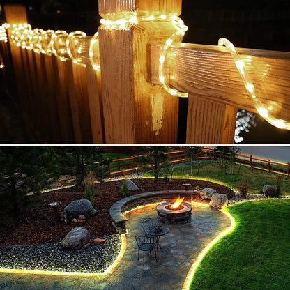 Lepro Outdoor Rope Lights Mains Powered, Connectable, 10m/33ft 240 LED Outdoor Lights Plug in, Bright Warm White, Low Voltage, Waterproof Thick Rope Lights for Garden, Tree, Pathway and More