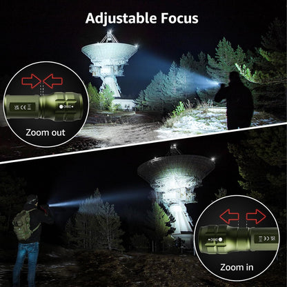 LE LED Torch Battery Powered, LE1000 Hand Flashlight, Adjustable Focus, Water Resistant, Lightweight, for Power Cut, Camping, Dog Walking, Easy to Use Small Torch, Gift for Kids Men Dad, 2 Packs