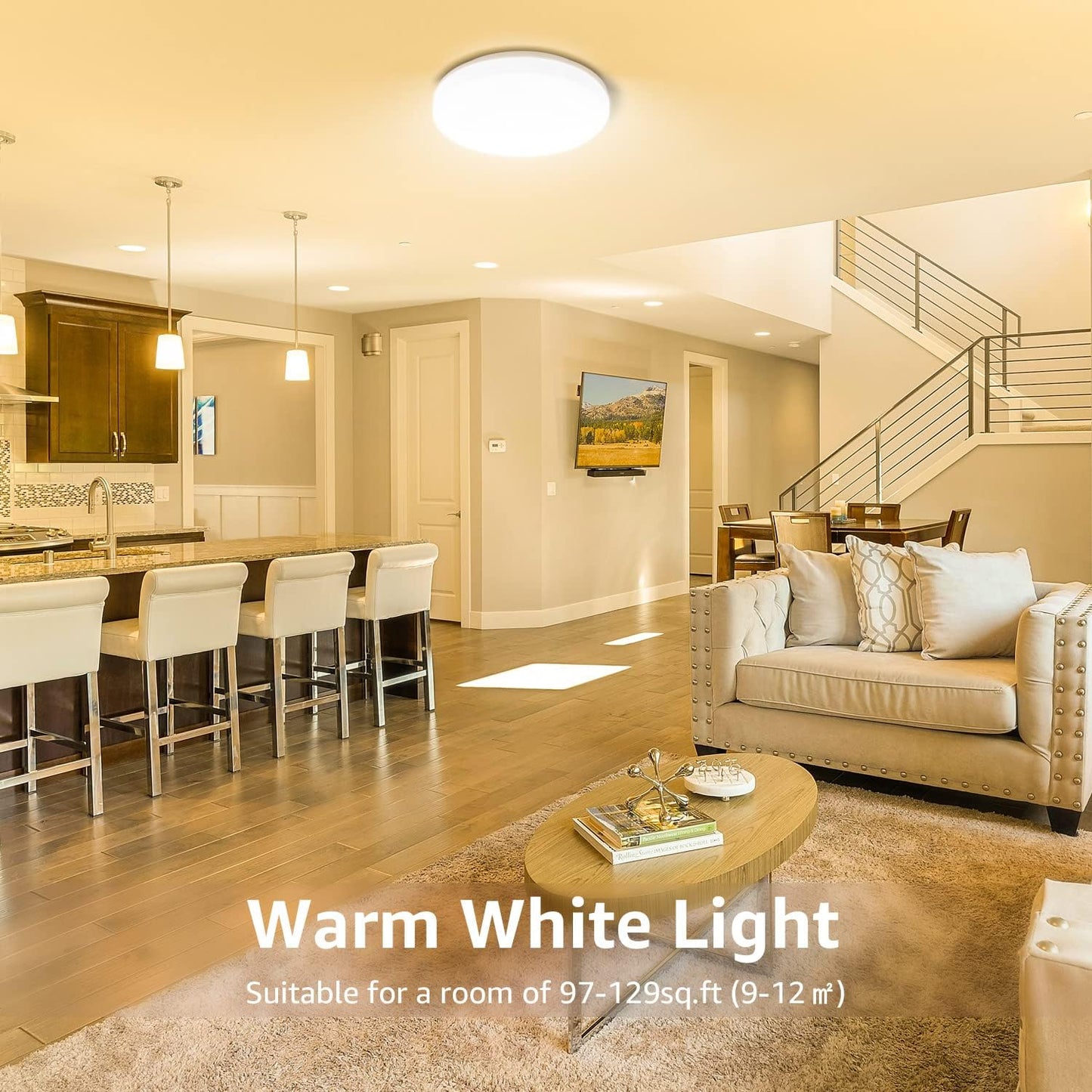 Lepro Bathroom Light Warm White, 15W 1500 Lumen Waterproof Ceiling Lights, 3000K, IP54, 100W Equivalent, Small, Modern, Round Ceiling Light for Kitchen, Toilet, Porch, Bedroom, Utility Room and More