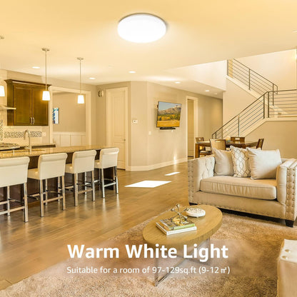 Lepro Bathroom Light Warm White, 15W 1500 Lumen Waterproof Ceiling Lights, 3000K, IP54, 100W Equivalent, Small, Modern, Round Ceiling Light for Kitchen, Toilet, Porch, Bedroom, Utility Room and More