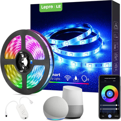 Lepro Outdoor LED Strip Light Waterproof IP65, 5M 150 LEDs WiFi Smart LED Strip, Works with Alexa and Google Assistant, Smart Life App & Voice Control, RGB LED Lights for Kitchen Garden, Christmas