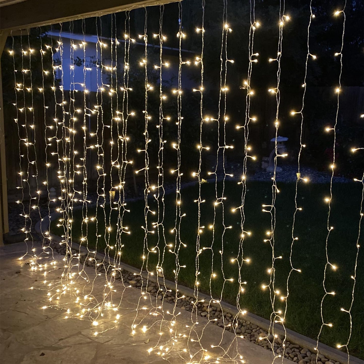 Lepro Curtain Lights Plug in, 3m x 3m 300 LED Warm White Curtain Fairy Lights, 8 Modes Fairy Lights Curtain Mains Powered for Birthday Decorations, Weeding, Party, Garden, Gazebo, Bedroom, Wall