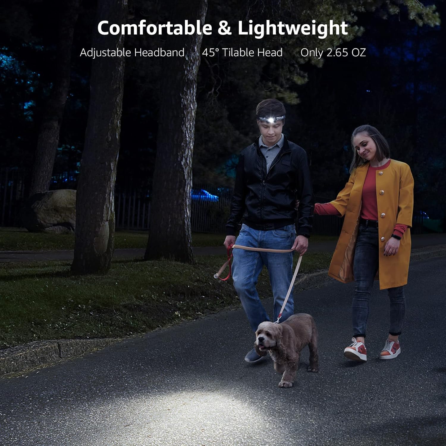 Lepro Head Torch Rechargeable, [2 Pack] 2000L Waterproof LED Headlamp with Red Warning Lights, 6 Lighting Modes, Long Runtime, Lightweight Headlight for Kids & Adults for Running Fishing Camping