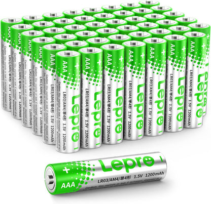 Lepro AAA Alkaline Batteries 48 Pack, 1200mAh Triple A Battery with Anti-Leakage Technology, High Capacity, Long Lasting Power, 1.5 Volt LR03 MN2400 AAA Battery Pack for Clocks Remotes Mouse Torch