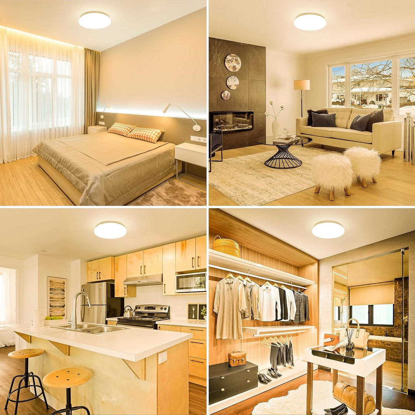 Lepro Ceiling Lights, 12W 1150 Lumen, 3000K Warm White, Flush Ceiling Lighting Fitting for Kitchen, Bedroom, Cloakroom, Porch, Hall, Lounge, Utility Room and More, φ26cm Round