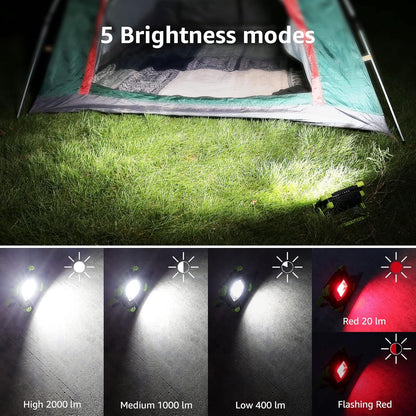 Lepro Work Lights Portable Rechargeable, 2000lm Camping Light Rechargeable, 5 Modes Emergency Lights for Power Cuts, 5200mAh Power Bank, Rechargeable Work Light, Suit as Fathers Day Gifts