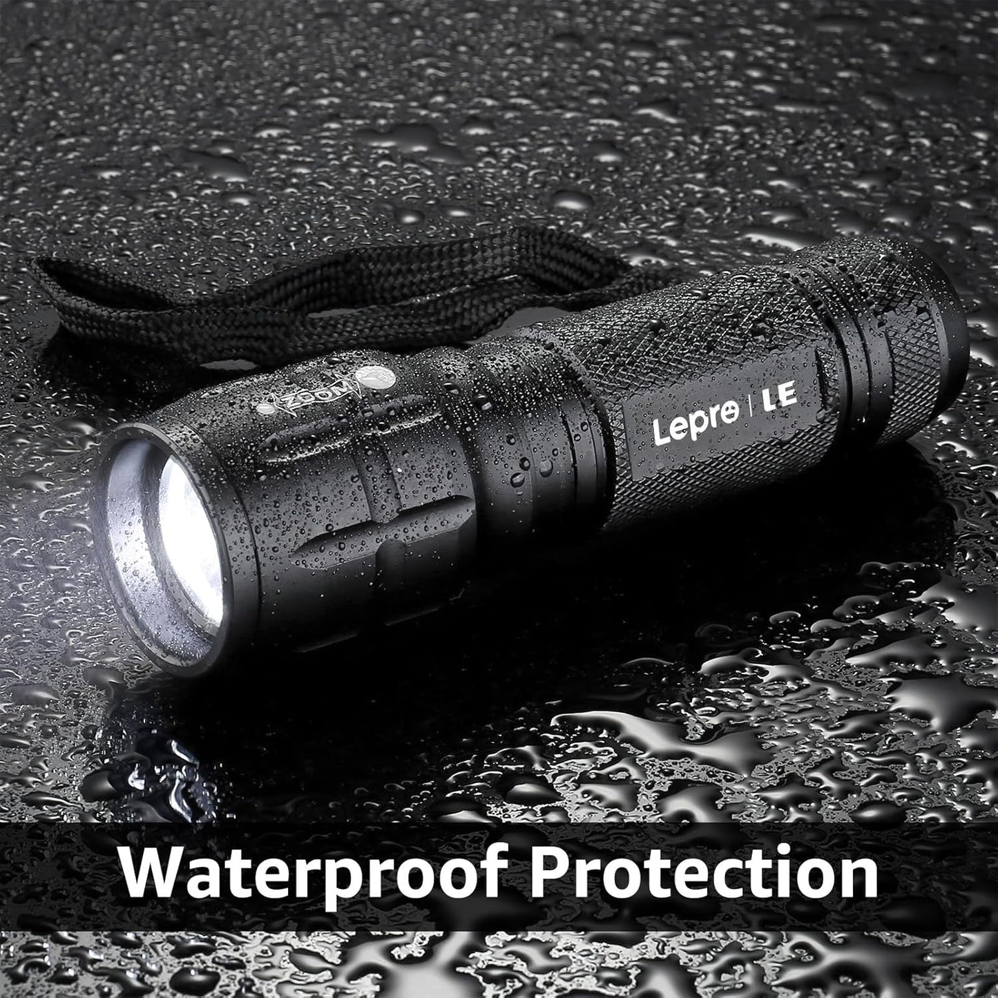 LE LED Torch, LE1000 Powerful Handheld Flashlight, Super Bright, Pocket Size, Lightweight, Suit for Camping, Cycling, Running, Dog Walking and More Outdoor Use, 12 AAA Batteries Included, Pack of 4