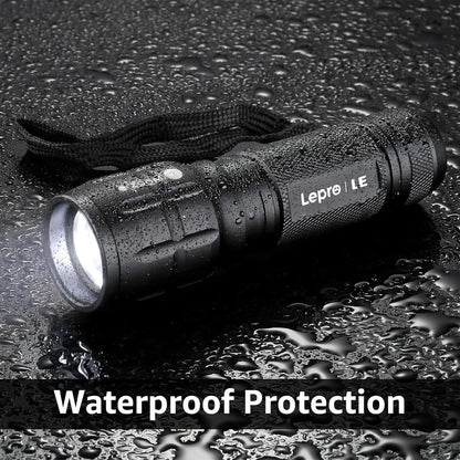 LE LED Torch, LE1000 Powerful Handheld Flashlight, Super Bright, Pocket Size, Lightweight, Suit for Camping, Cycling, Running, Dog Walking and More Outdoor Use, 12 AAA Batteries Included, Pack of 4