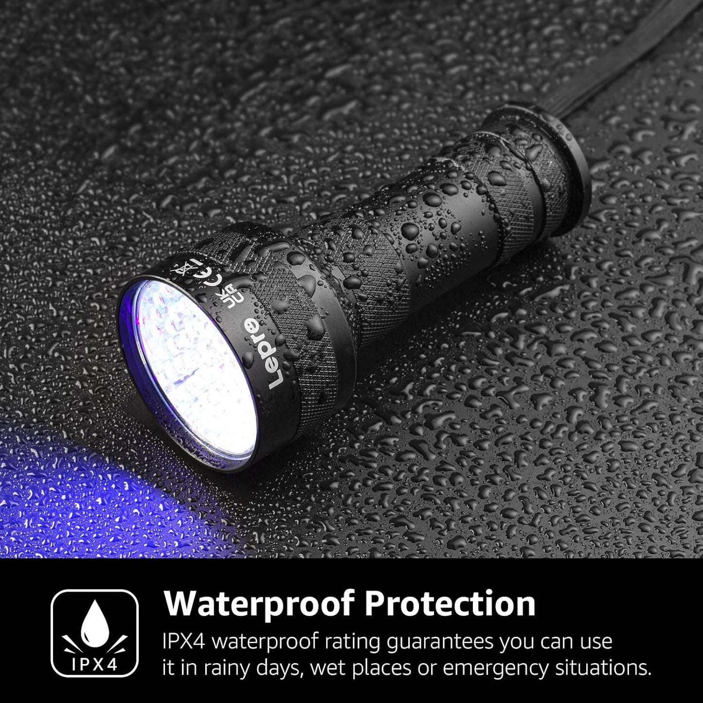 Lepro UV Torch, 51 LED UV Light Torch, 395nm Ultraviolet Flashlight, Blacklight Detector for Pet Urine, Stain, Bed Bugs, Banknote and More