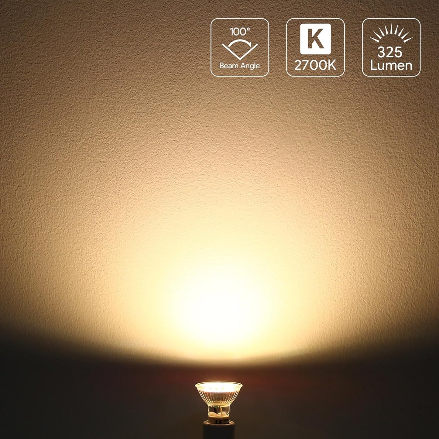 Lepro GU10 LED Bulbs Warm White 2700K, 4W 325lm Spot Light Bulbs, 50W Halogen Spotlight Equivalent, Energy Saving GU10 LED Lightbulbs, 100° Wide Beam, Non-dimmable, Pack of 5