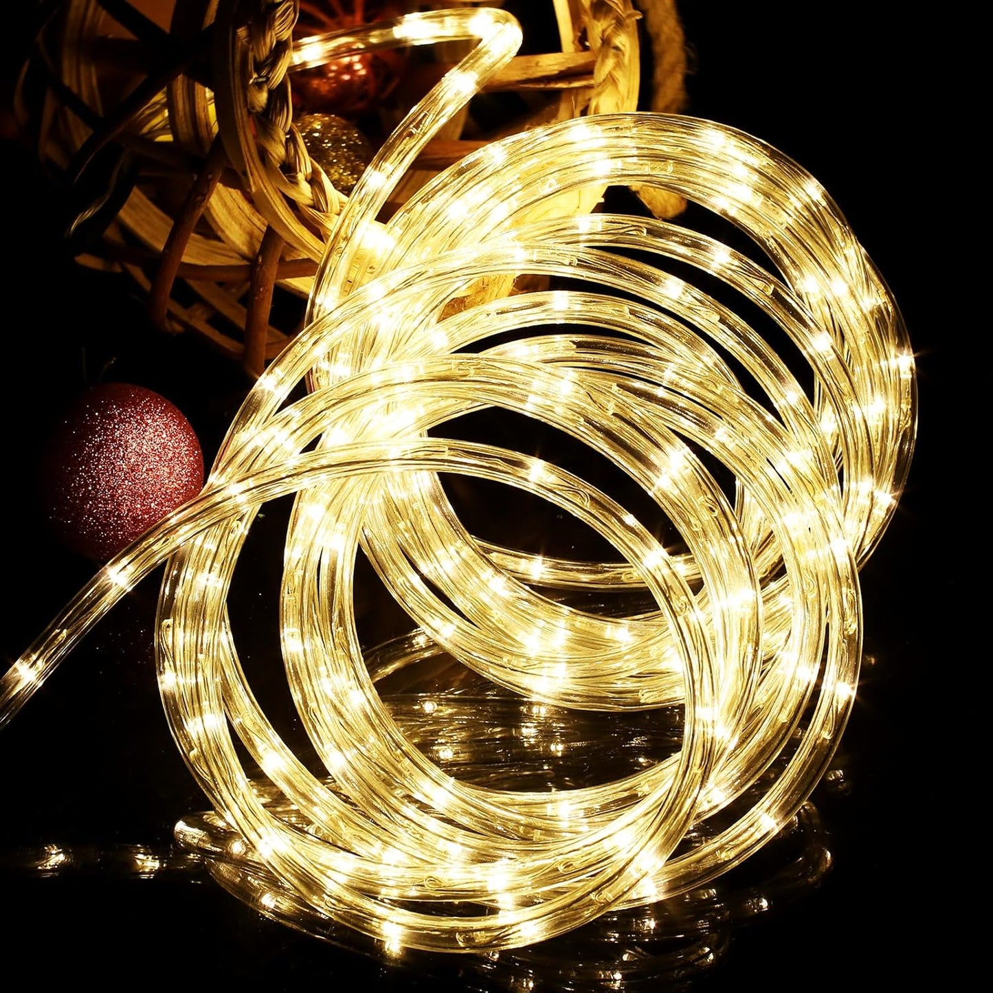 Lepro Outdoor Rope Lights Mains Powered, Connectable, 10m/33ft 240 LED Outdoor Lights Plug in, Bright Warm White, Low Voltage, Waterproof Thick Rope Lights for Garden, Tree, Pathway and More