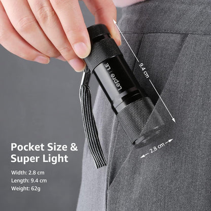 Lighting EVER Lepro LE UV Torch, 9 LED 395nm Ultraviolet Flashlight, Blacklight Detector for Pet Urine, Stain, Bed Bugs and More, 6 AAA Batteries Included