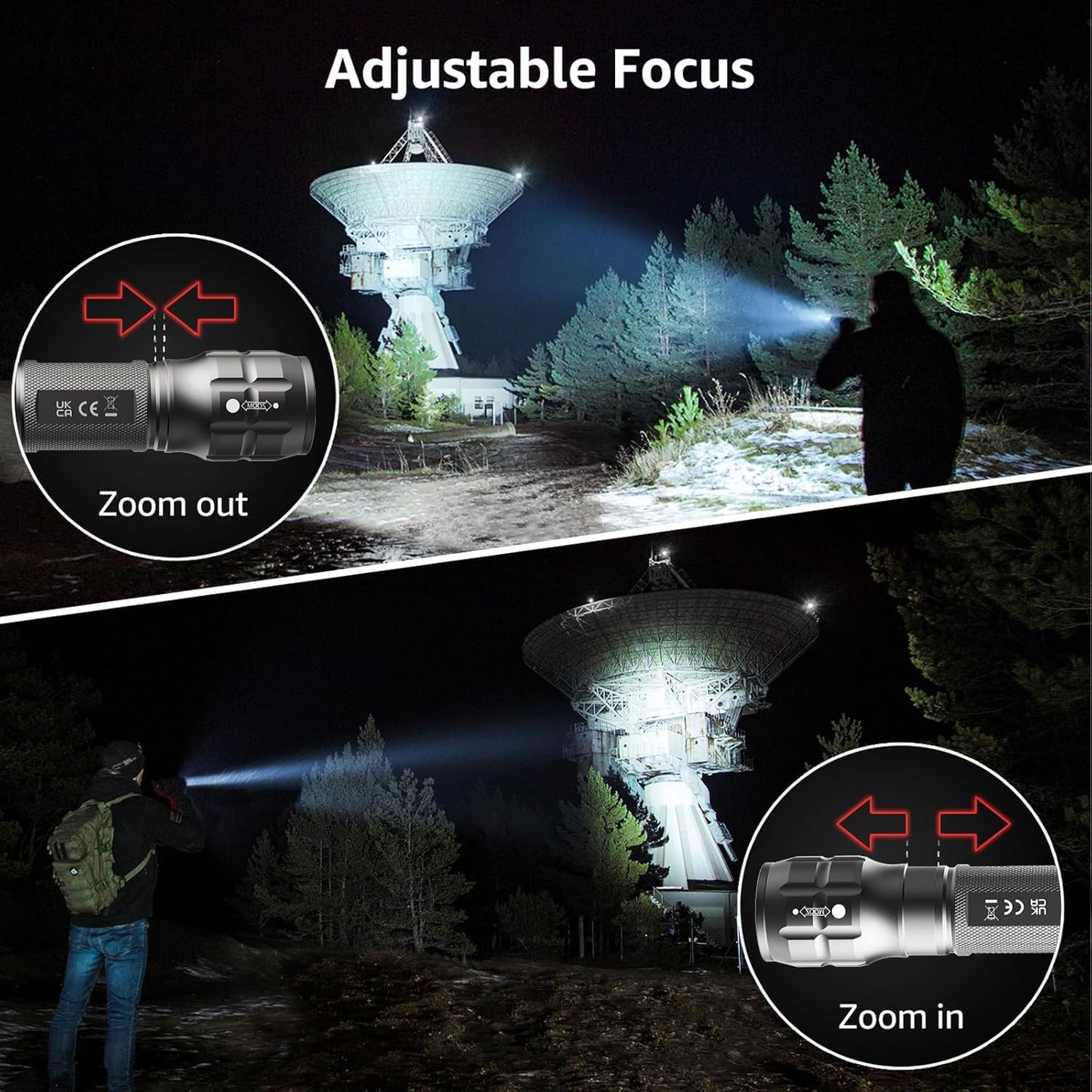 Lepro LE LED Torch Battery Powered, LE1000 Hand Flashlight, Adjustable Focus, Water Resistant, Lightweight, for Power Cut, Camping, Dog Walking, Easy to Use Small Torch, Gift for Kids Men Dad, 2 Packs