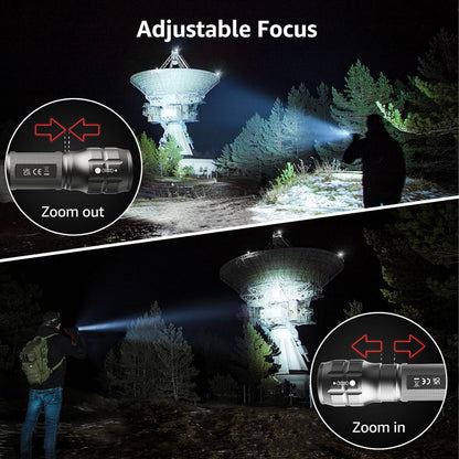 Lepro LE LED Torch Battery Powered, LE1000 Hand Flashlight, Adjustable Focus, Water Resistant, Lightweight, for Power Cut, Camping, Dog Walking, Easy to Use Small Torch, Gift for Kids Men Dad, 2 Packs